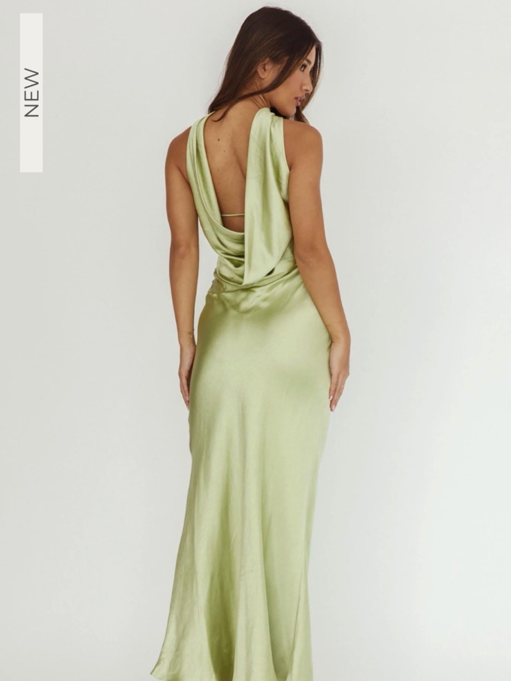 Damsel Reverse Halter Maxi Dress | Pistachio - Picture 2 of 4